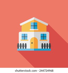 Building flat icon with long shadow,eps10