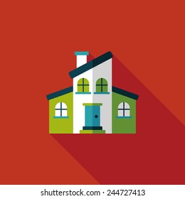 Building flat icon with long shadow,eps10