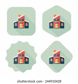 Building flat icon with long shadow,eps10
