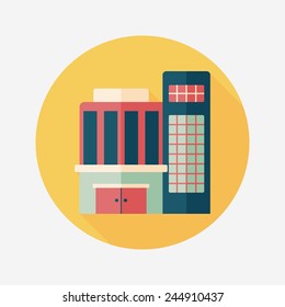 Building flat icon with long shadow,eps10