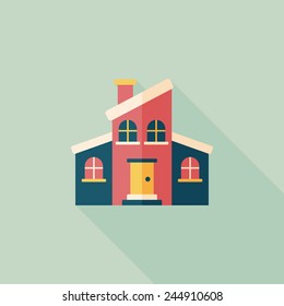 Building flat icon with long shadow,eps10
