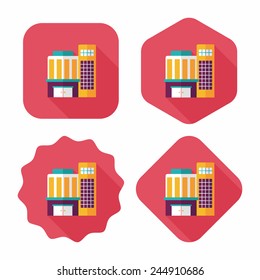 Building flat icon with long shadow,eps10