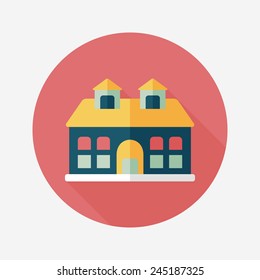 Building flat icon with long shadow,eps10