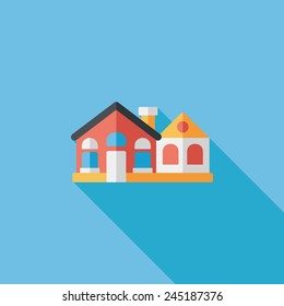 Building flat icon with long shadow,eps10