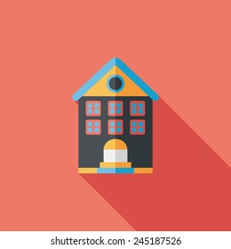 Building flat icon with long shadow,eps10