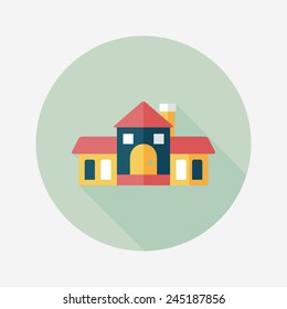 Building flat icon with long shadow,eps10