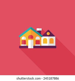 Building flat icon with long shadow,eps10