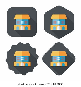 Building flat icon with long shadow,eps10