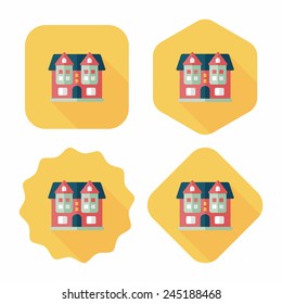 Building flat icon with long shadow,eps10