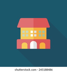 Building flat icon with long shadow,eps10
