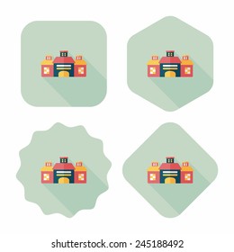 Building flat icon with long shadow,eps10