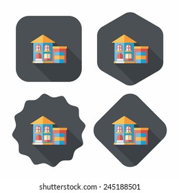 Building flat icon with long shadow,eps10