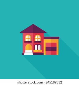 Building flat icon with long shadow,eps10