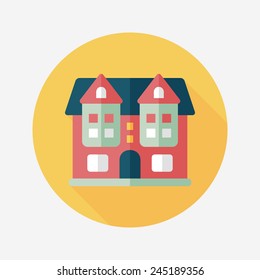 Building flat icon with long shadow,eps10