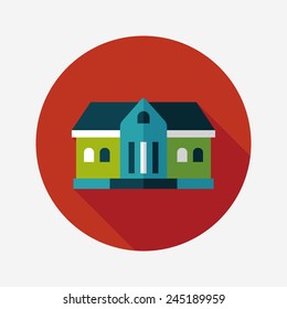 Building flat icon with long shadow,eps10