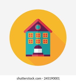 Building flat icon with long shadow,eps10