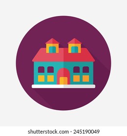 Building flat icon with long shadow,eps10