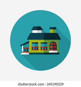Building flat icon with long shadow,eps10