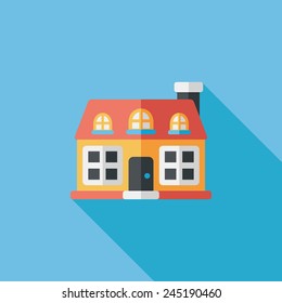 Building flat icon with long shadow,eps10