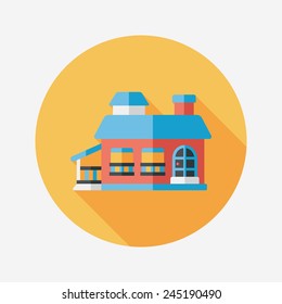 Building flat icon with long shadow,eps10