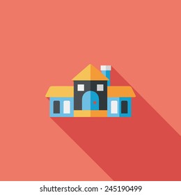 Building flat icon with long shadow,eps10