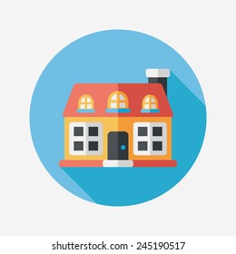 Building flat icon with long shadow,eps10