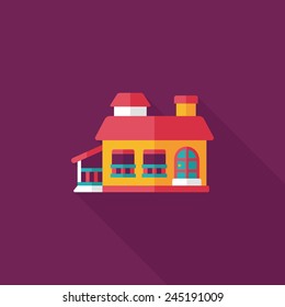 Building flat icon with long shadow,eps10