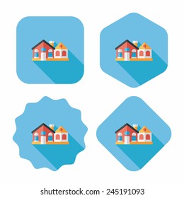 Building flat icon with long shadow,eps10