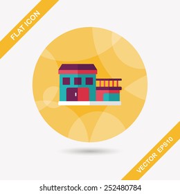 Building flat icon with long shadow,eps10