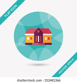 Building flat icon with long shadow,eps10