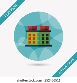 Building flat icon with long shadow,eps10