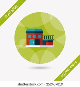 Building flat icon with long shadow,eps10