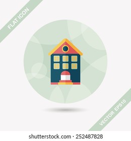 Building flat icon with long shadow,eps10