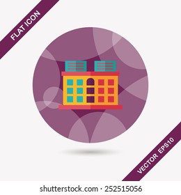 Building flat icon with long shadow,eps10