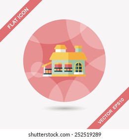 Building flat icon with long shadow,eps10