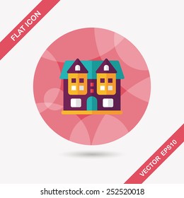 Building flat icon with long shadow,eps10