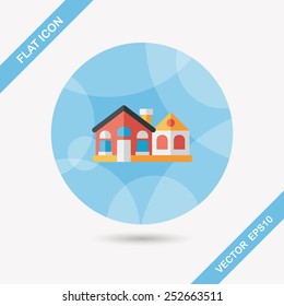 Building flat icon with long shadow,eps10