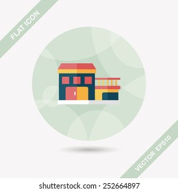 Building flat icon with long shadow,eps10