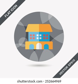 Building flat icon with long shadow,eps10