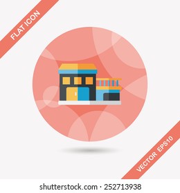 Building flat icon with long shadow,eps10