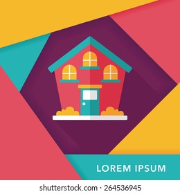 Building flat icon with long shadow,eps10