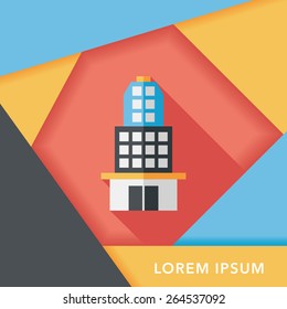 Building flat icon with long shadow,eps10