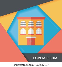 Building flat icon with long shadow,eps10