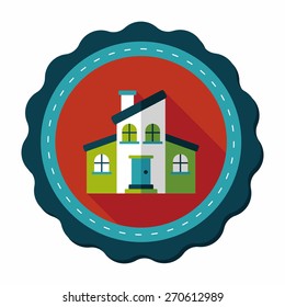 Building flat icon with long shadow,eps10