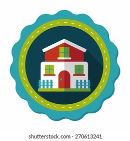 Building flat icon with long shadow,eps10
