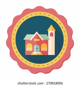 Building flat icon with long shadow,eps10