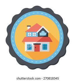 Building flat icon with long shadow,eps10