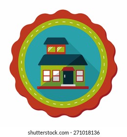 Building flat icon with long shadow,eps10
