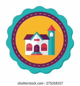 Building flat icon with long shadow,eps10