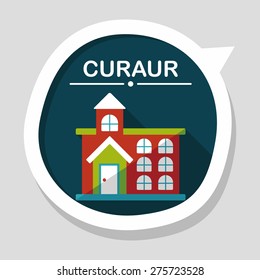 Building flat icon with long shadow,eps10